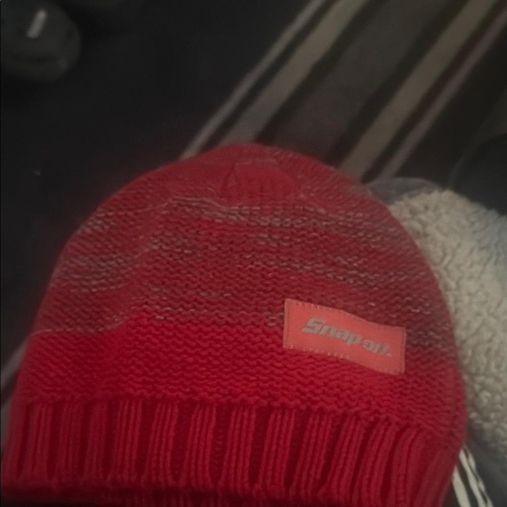 Snap-on Red Knit Beanie